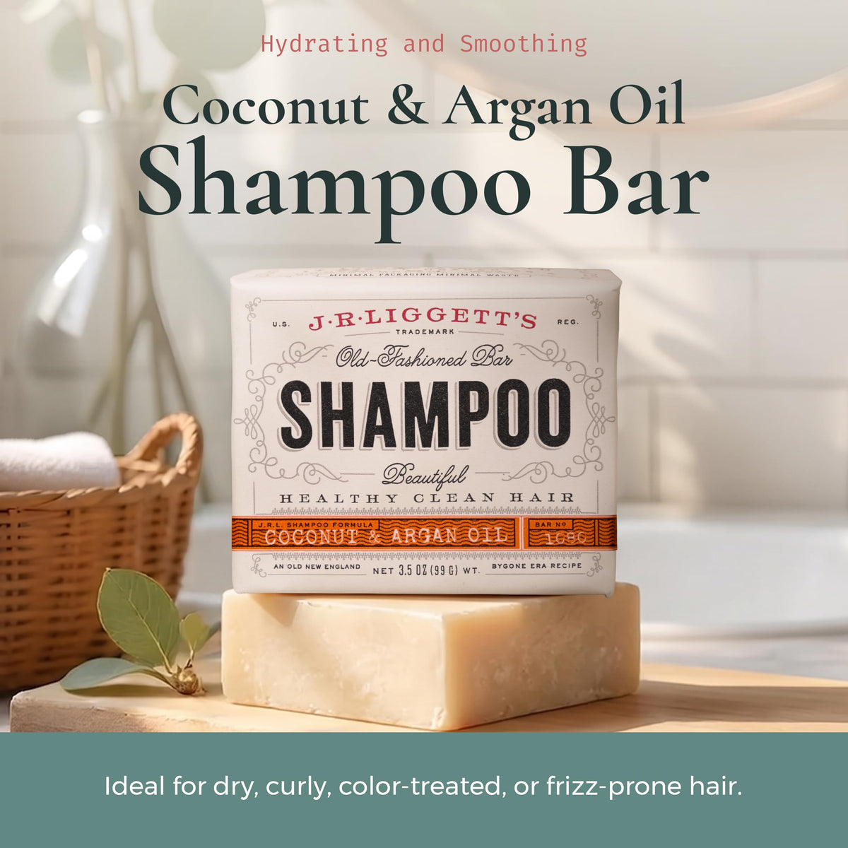 J·R·LIGGETT'S solid bar texture close-up highlighting moisturizing oils