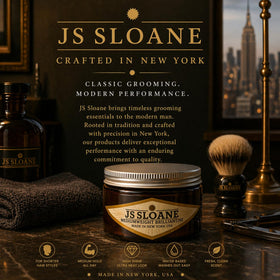 JS Sloane before and after slick-back on short hair showing high shine