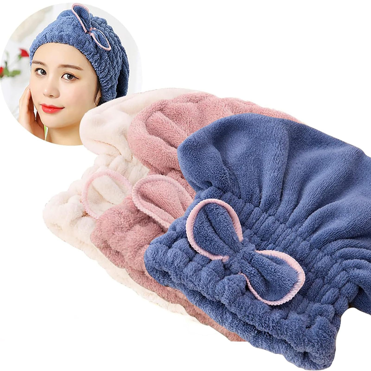 Jseng front packaging showing three towel caps and quick-dry benefit