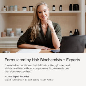 JSHealth conditioner bottle placed beside matching shampoo to show routine pairing