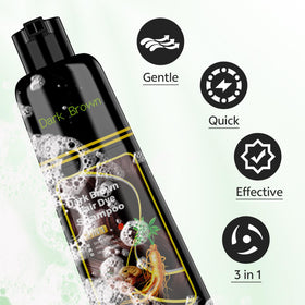 JUANCHI application on hair illustrating even dark brown color deposit