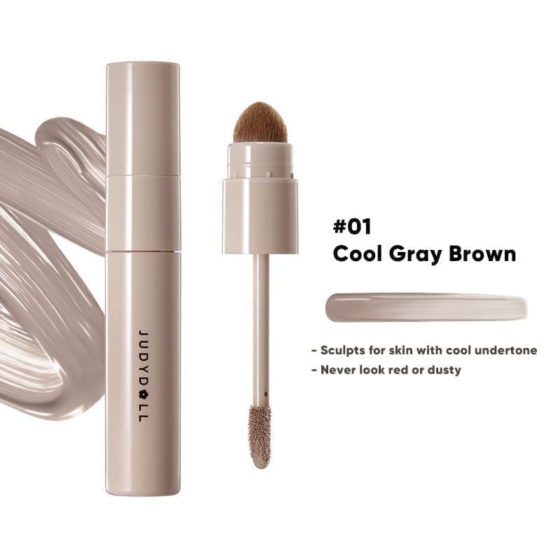 JUDYDOLL dual brush close-up showing pointed and angled brushes for precision