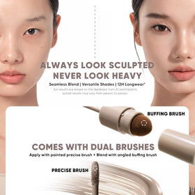 JUDYDOLL texture swatch of cool gray brown contour and luminous highlight