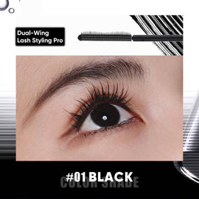 JUDYDOLL applying mascara in mirror demonstrating simple user-friendly brush control