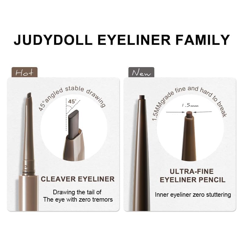 JUDYDOLL eyeliner on a vanity countertop suggesting everyday routine ease and style