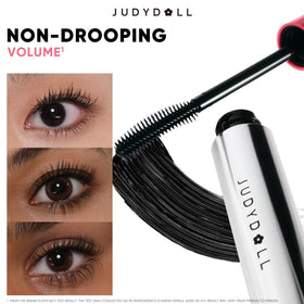 JUDYDOLL mascara beside ruler showing compact size and portability