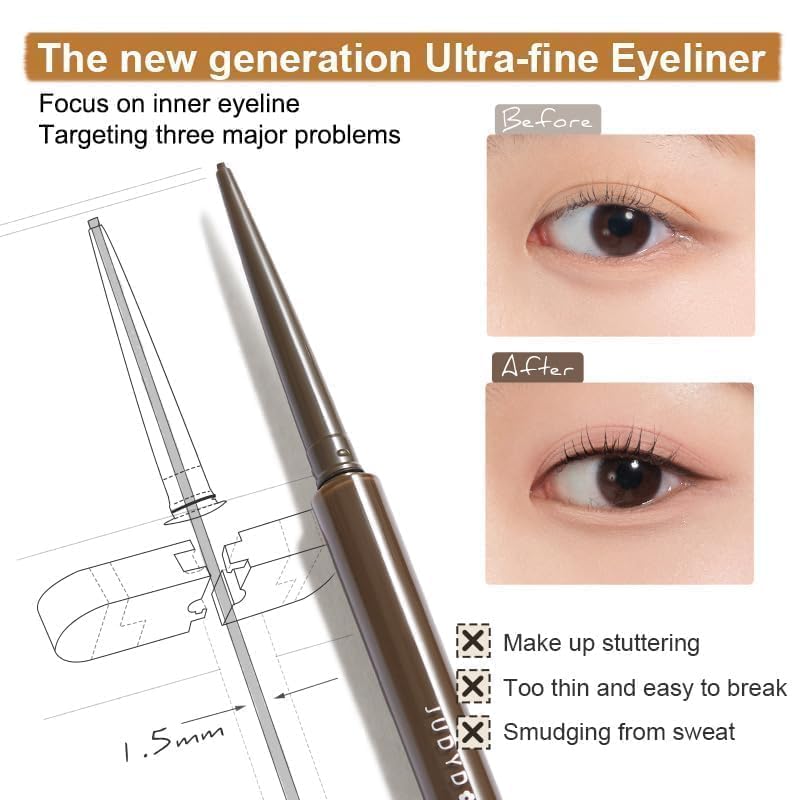 JUDYDOLL pencil applied to tightline illustrating controlled definition and subtle finish