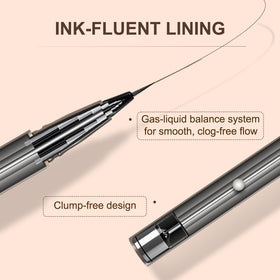 JUDYDOLL eyeliner beside a makeup brush illustrating compact size