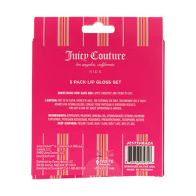 Juicy Couture closeup of five gloss shades displaying color variety and shine