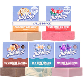 JUKEBOX front packaging showing five scented bars and variety
