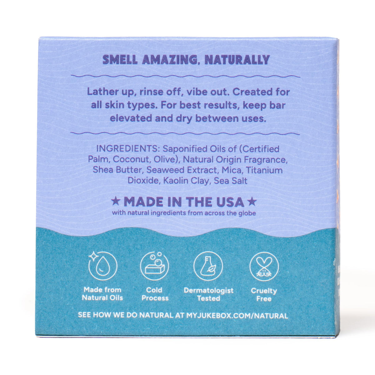 JUKEBOX soap producing creamy lather in a hand demonstrating gentle cleansing