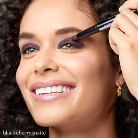 Julep model wearing Black Cherry Matte on eyelid demonstrating wearable look