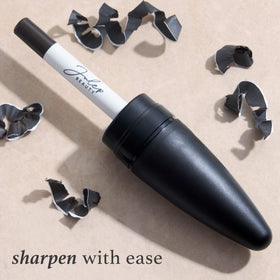 Julep pencil with sharpener detail highlighting sharpenable precision