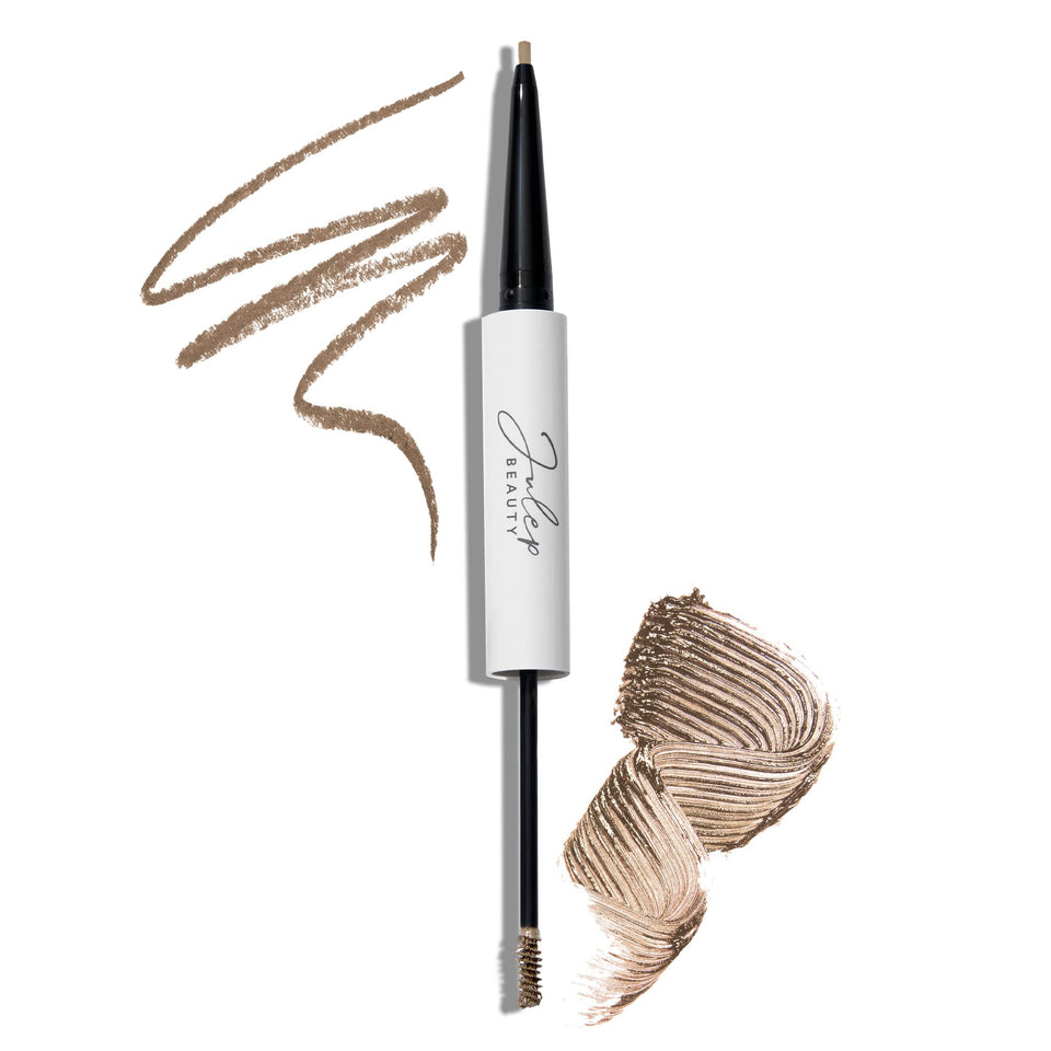 Julep front view of Brow 101 set showing dual-ended tool and blonde shade finish