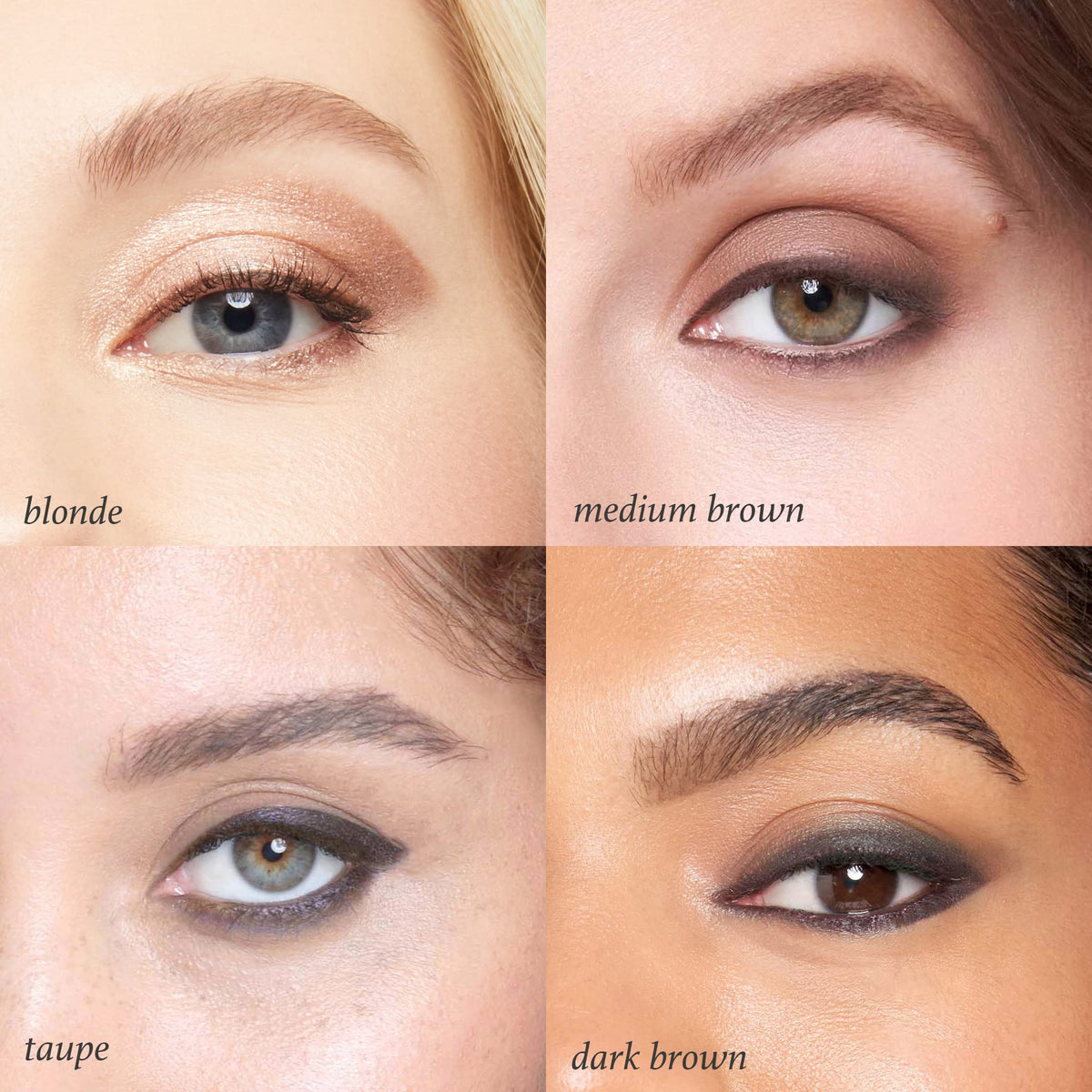 Julep gel brush applying tinted gel to brows for natural hold and added color