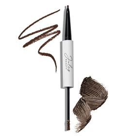 Julep dual-ended brow tool front view showing compact design and dark brown shade benefit