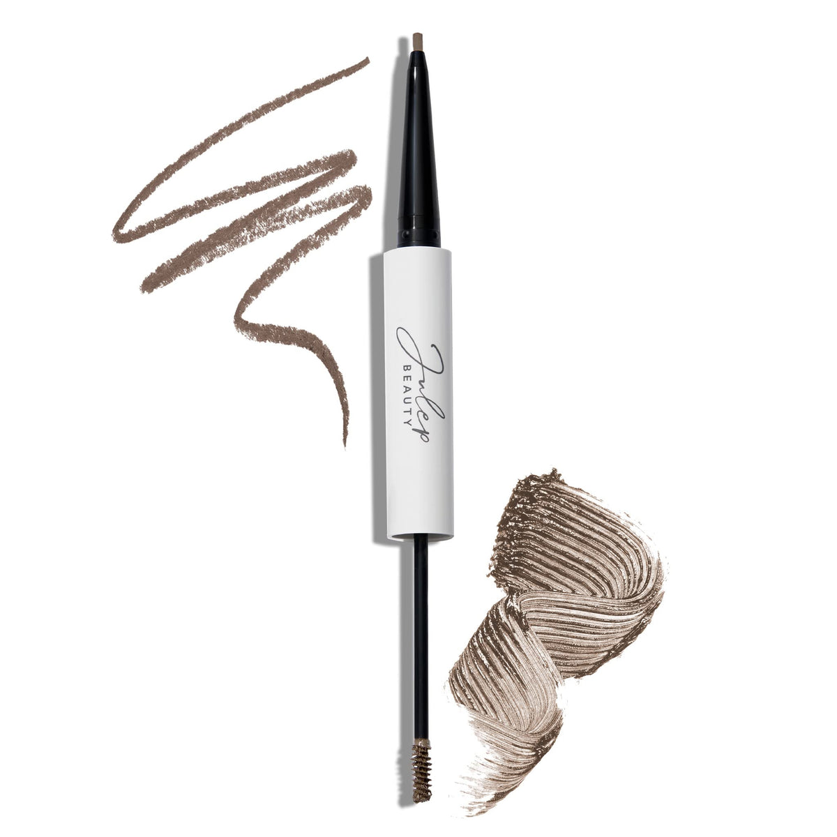 Julep front packaging showing dual-ended brow tool and taupe shade for travel convenience