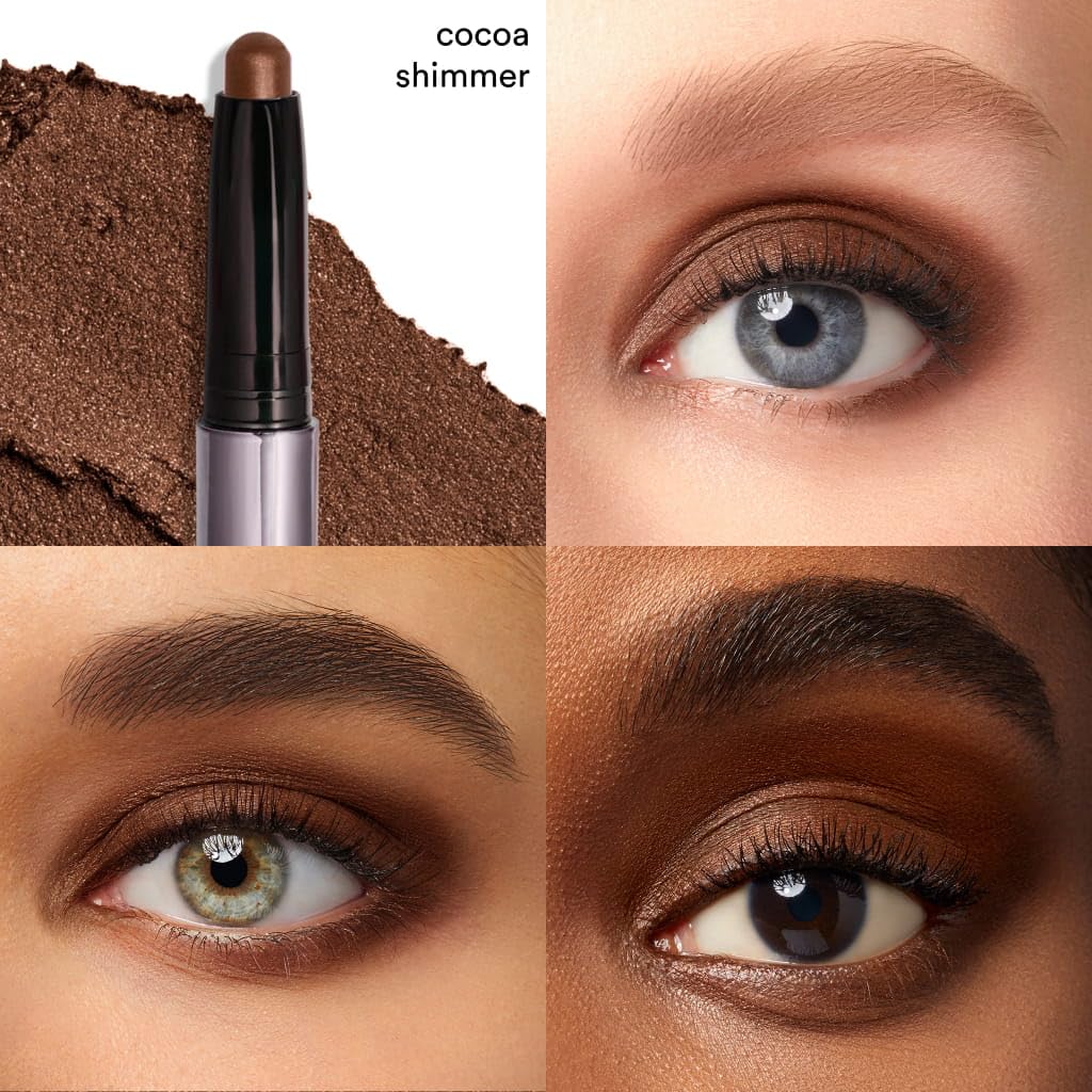 Julep closed packaging of Cocoa Shimmer eyeshadow stick highlighting portability benefit