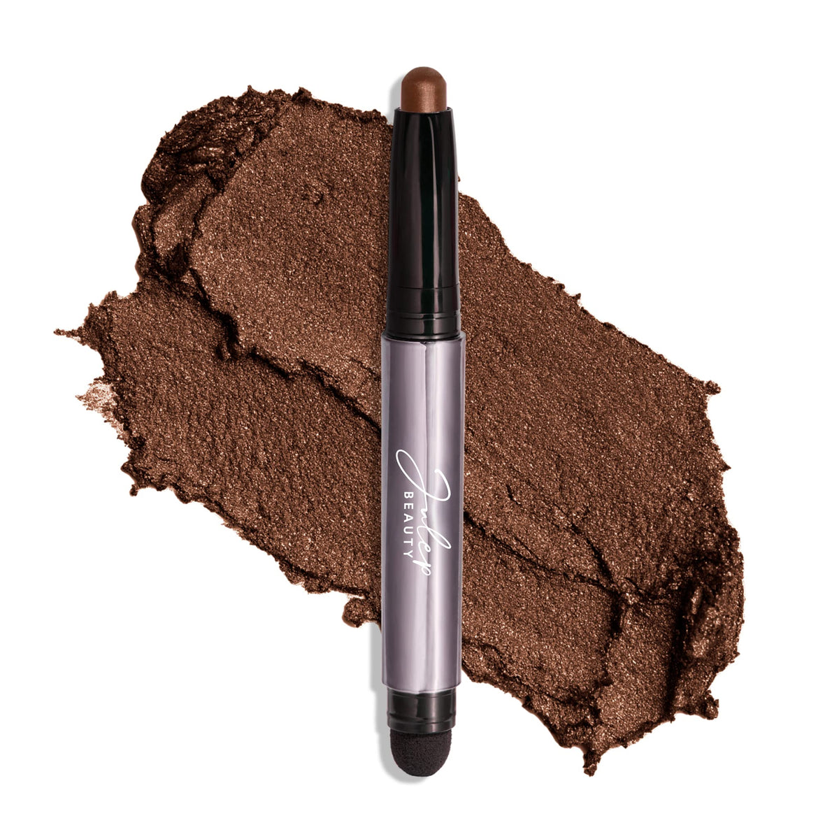 Julep front view of Cocoa Shimmer stick showing compact design and instant application