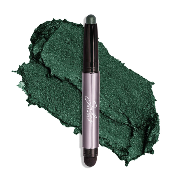 Julep Evergreen Shimmer stick front view showcases compact travel-ready design