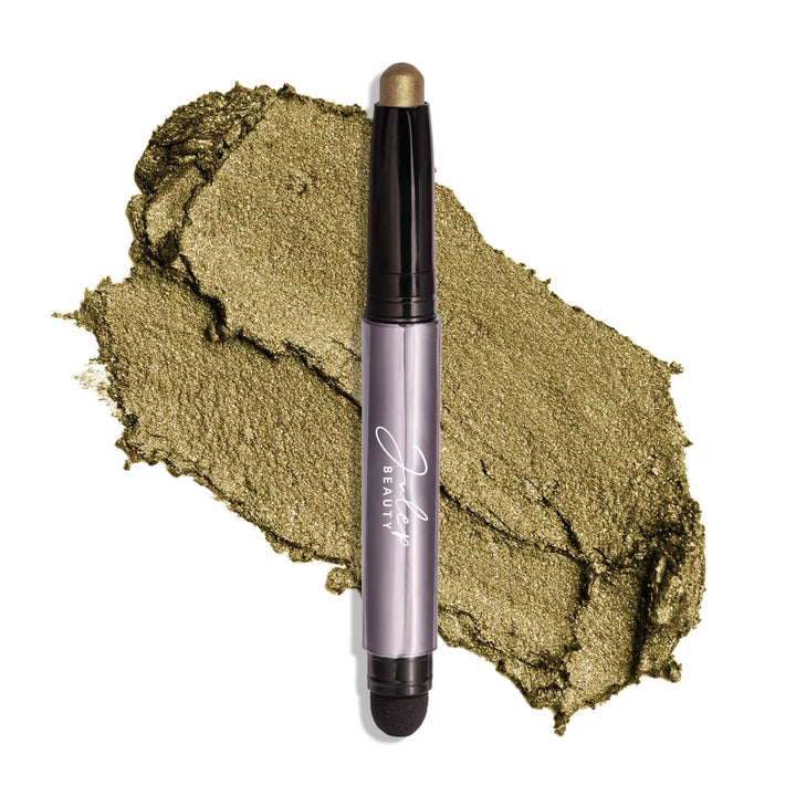 Julep front view of stick showing khaki green shimmer and travel-ready tube