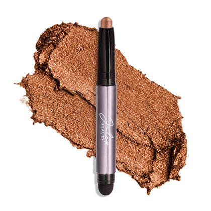 Julep eyeshadow stick front view showing copper shimmer and compact design