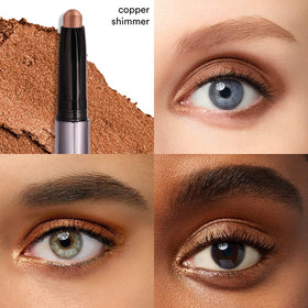 Julep eyeshadow stick open tip displaying creamy copper pigment for easy application