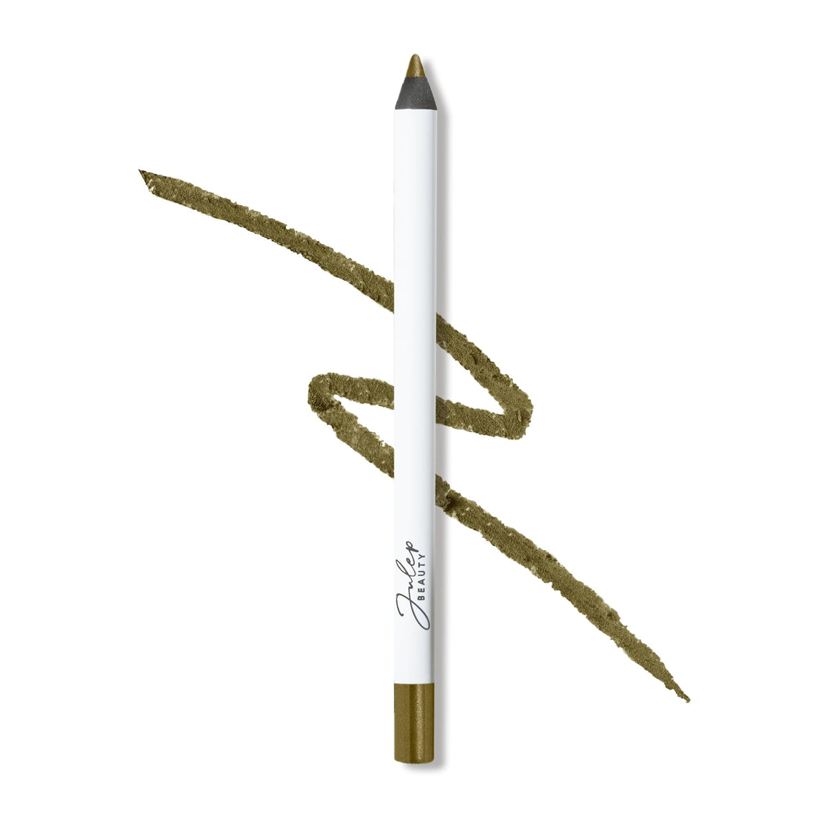 Julep pencil front packaging showing Golden Olive Shimmer, easy identification benefit