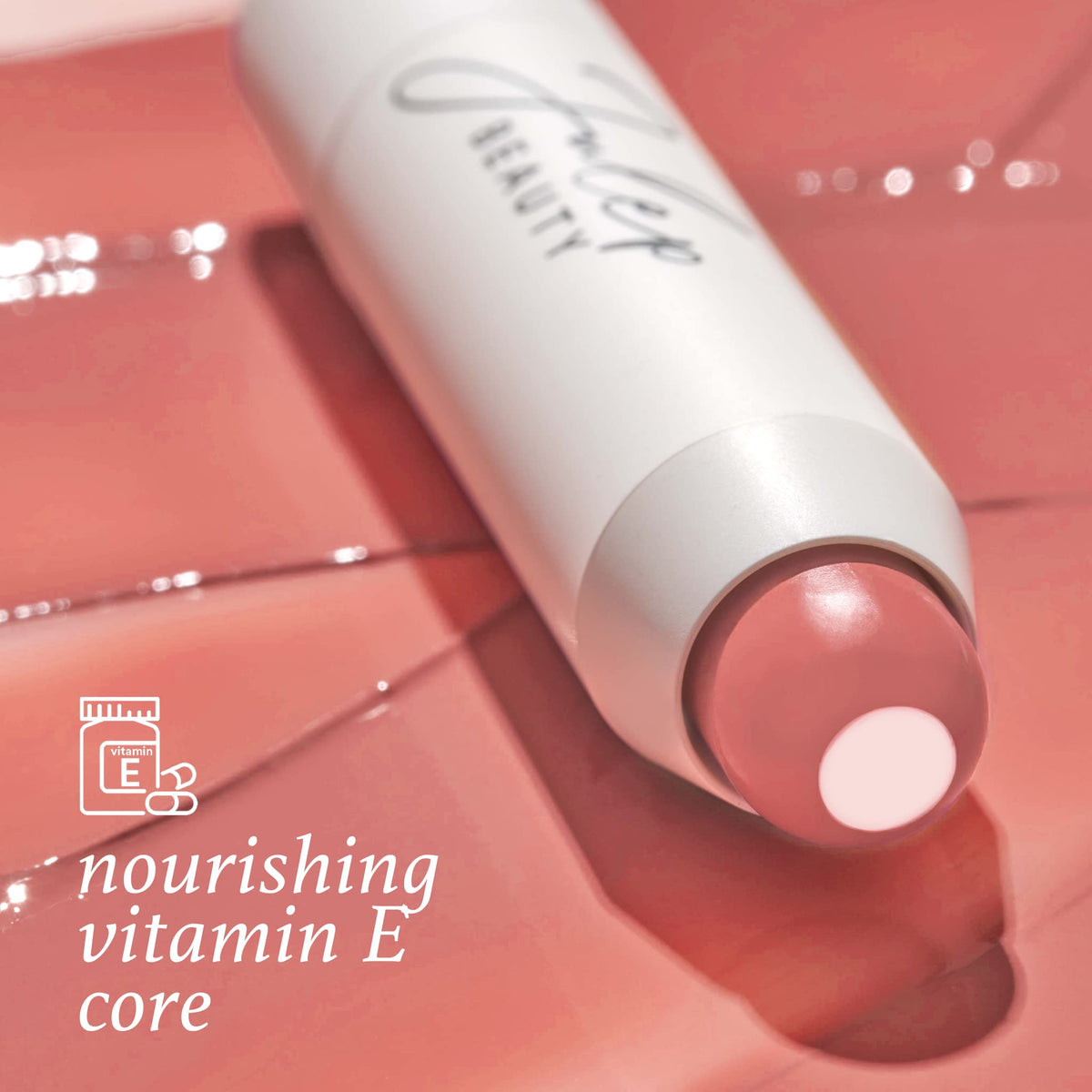 Julep detail of Vitamin E core area emphasizing moisturizing benefit for soft lips