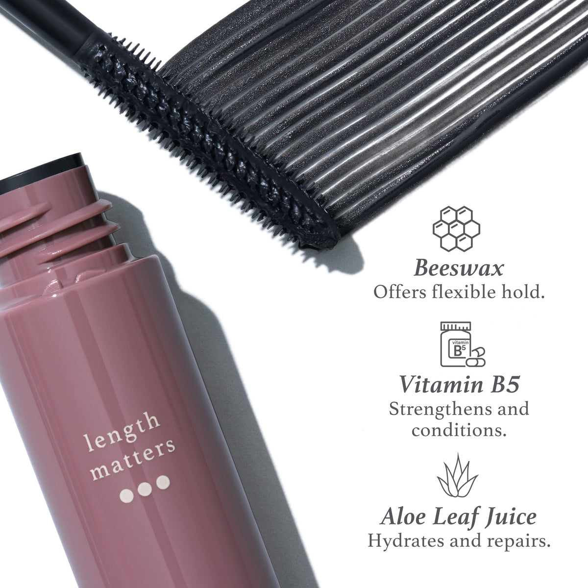 Julep mascara swatch on white showing smooth, buildable texture and dark payoff