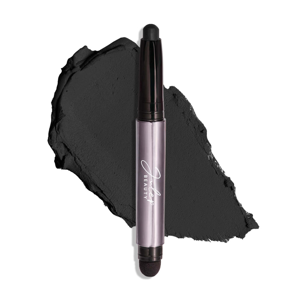 Julep Onyx Black front packaging showing compact black matte stick benefit longwear