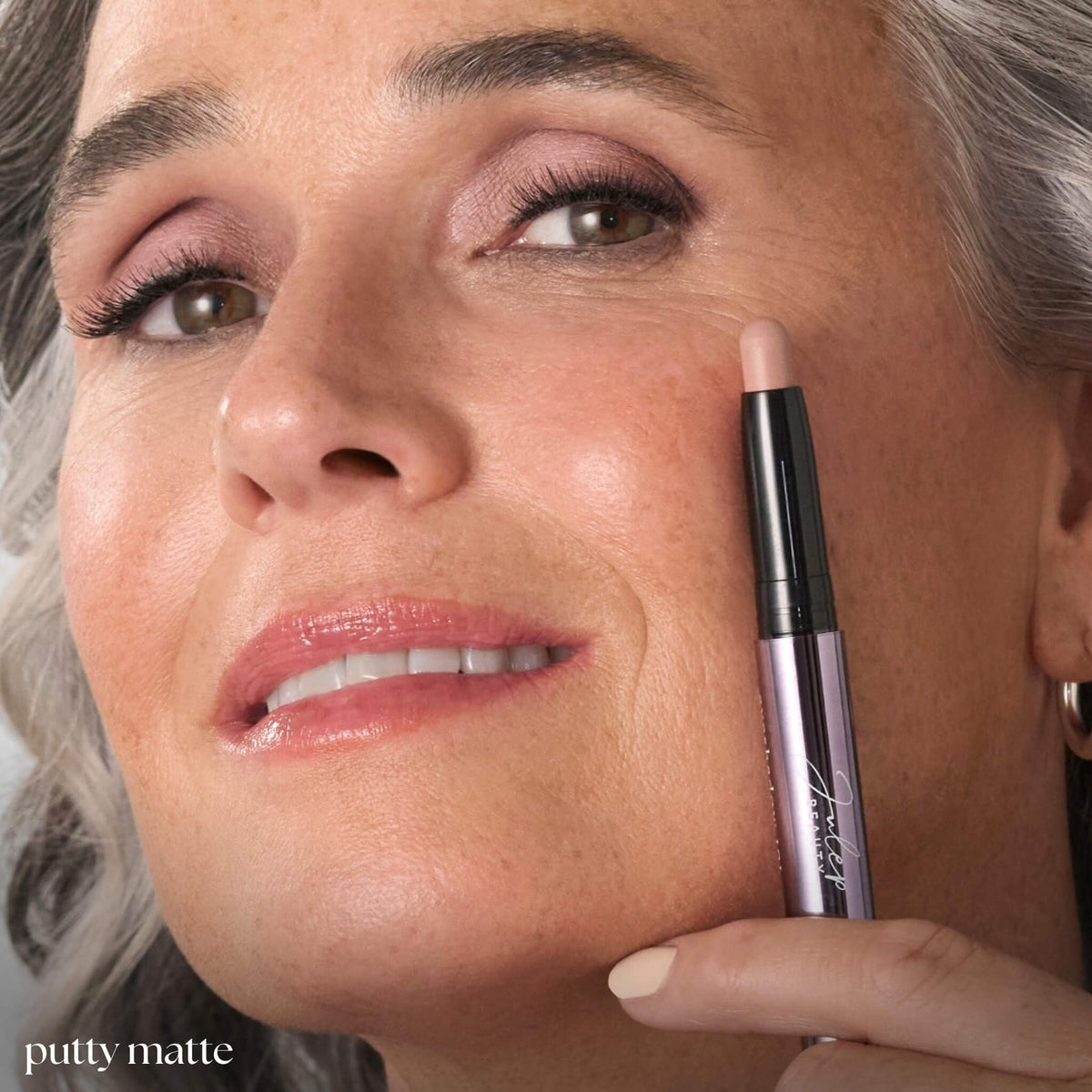 Julep on-model closeup showing even matte finish and crease-resistant benefit