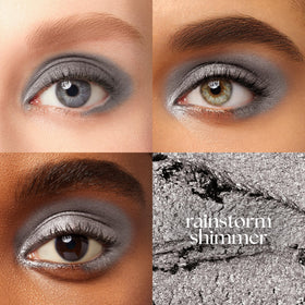Julep Rainstorm Shimmer close-up texture showing creamy-to-powder payoff