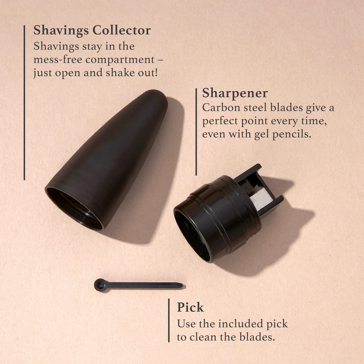 Julep sharpener with pencil in use delivering precise point