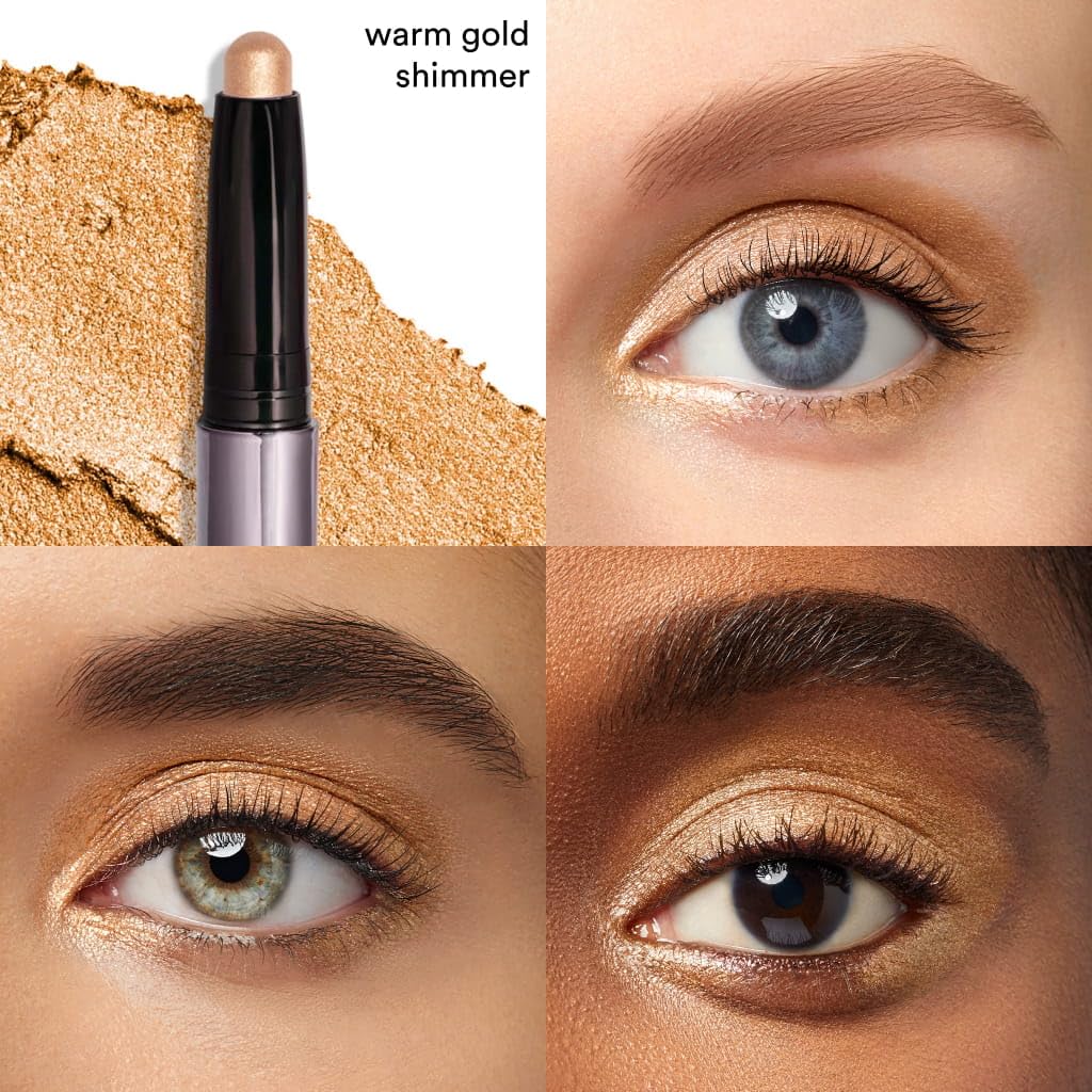 Julep warm gold shimmer open stick tip highlighting creamy pigment and application