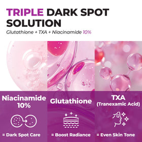 JUMISO ingredient label showing niacinamide, TXA, glutathione for brightening benefit