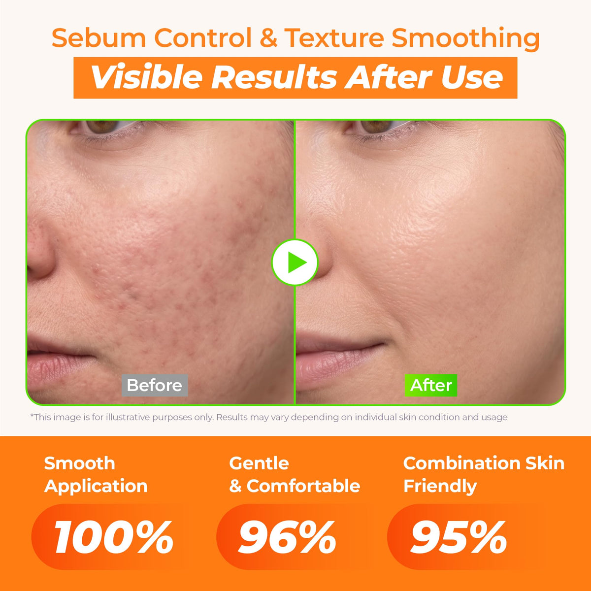 JUMISO serum texture on hand, lightweight absorbent finish demonstrated