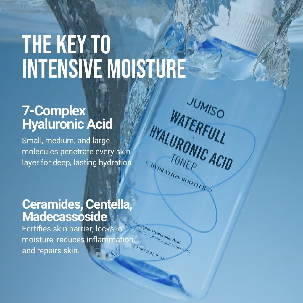 JUMISO applying toner on hands to show quick absorption benefit