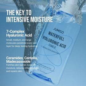 JUMISO applying toner on hands to show quick absorption benefit