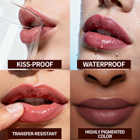 JUNECODE product applied on lips showing durable, transfer-proof wear