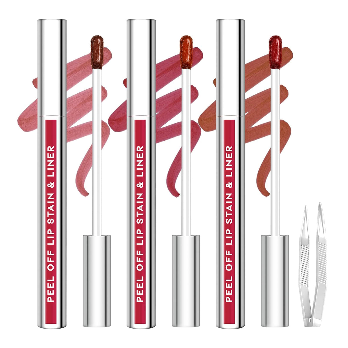 JUNECODE front packaging showing three shades and included tweezer, convenient travel kit benefit