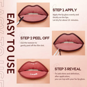 JUNECODE application step image of applying stain, showcasing simple peel-off routine benefit