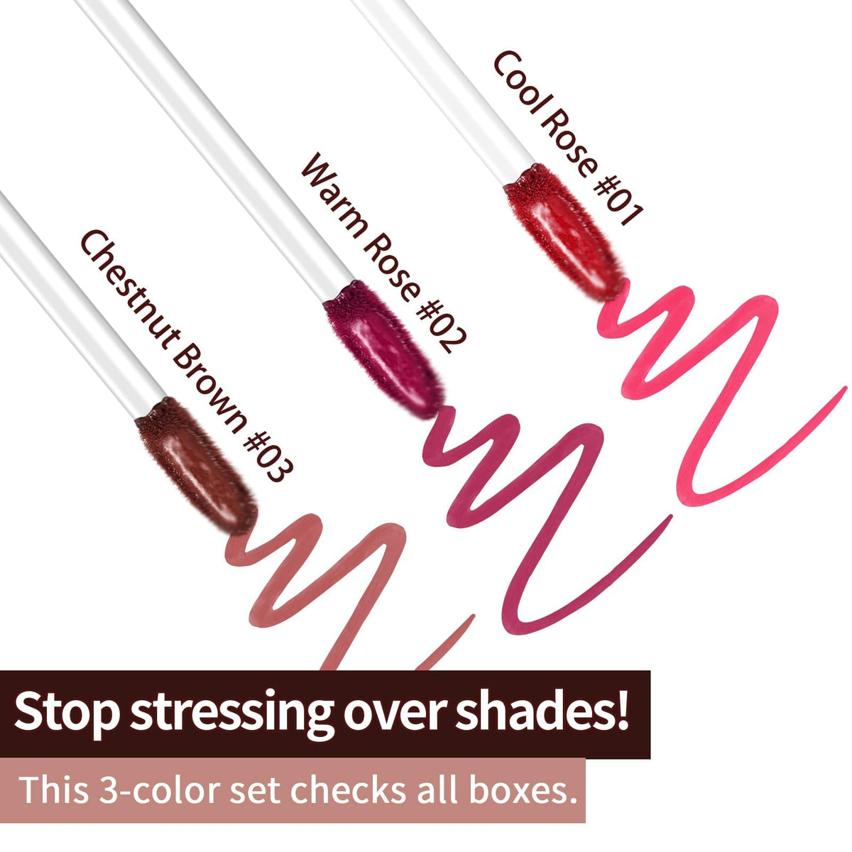 JUNECODE swatches of three shades on arm demonstrating color payoff