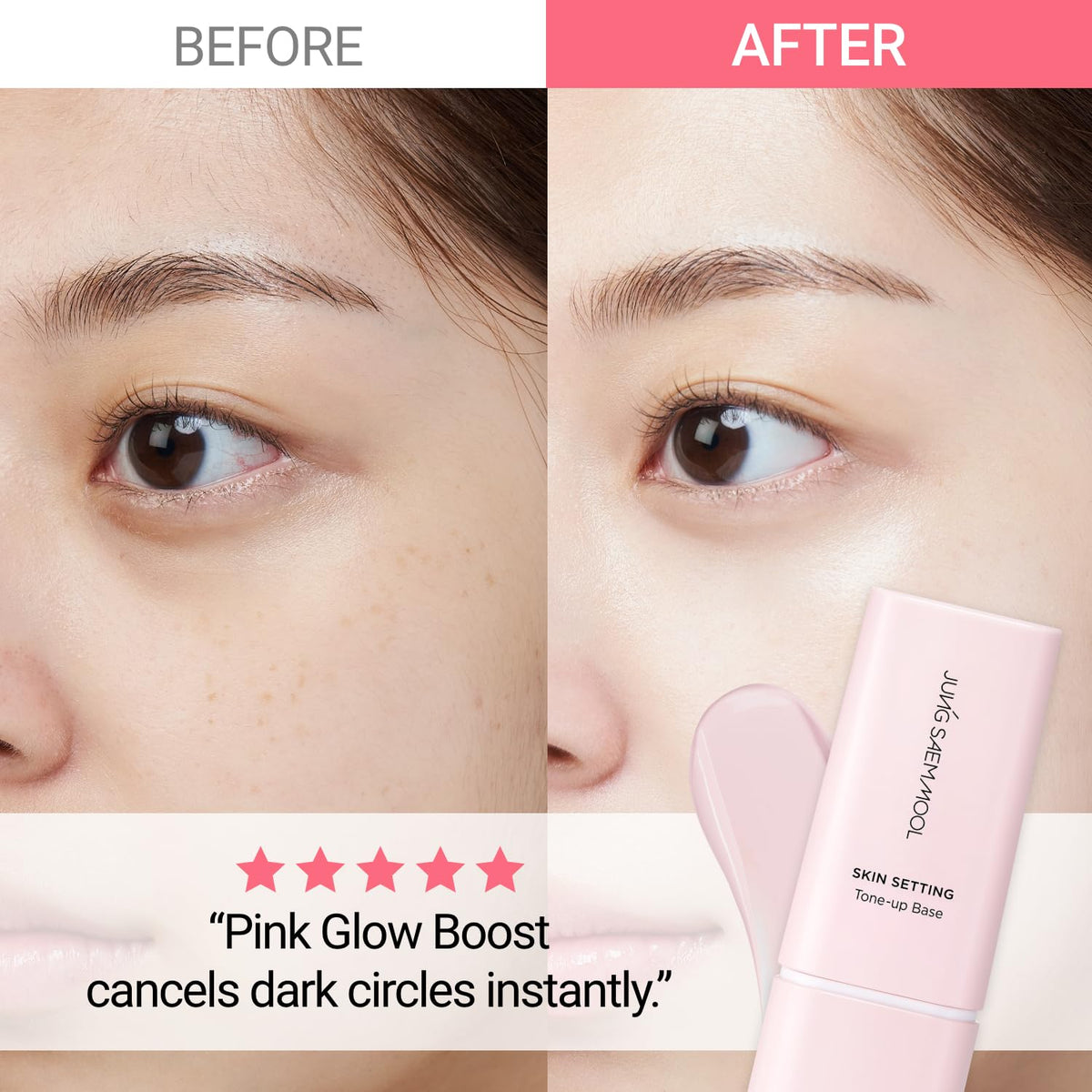 JUNG SAEM MOOL swatch on hand revealing pink luminizing glow and even tone