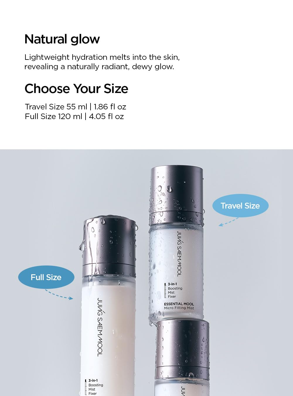 JUNG SAEM MOOL staged in a makeup bag conveying travel-friendly everyday use benefit