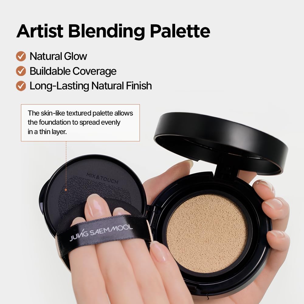 JUNG SAEM MOOL compact in hand showing scale and travel-friendly benefit