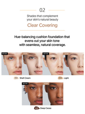 JUNG SAEM MOOL texture swatch on skin showing buildable natural coverage