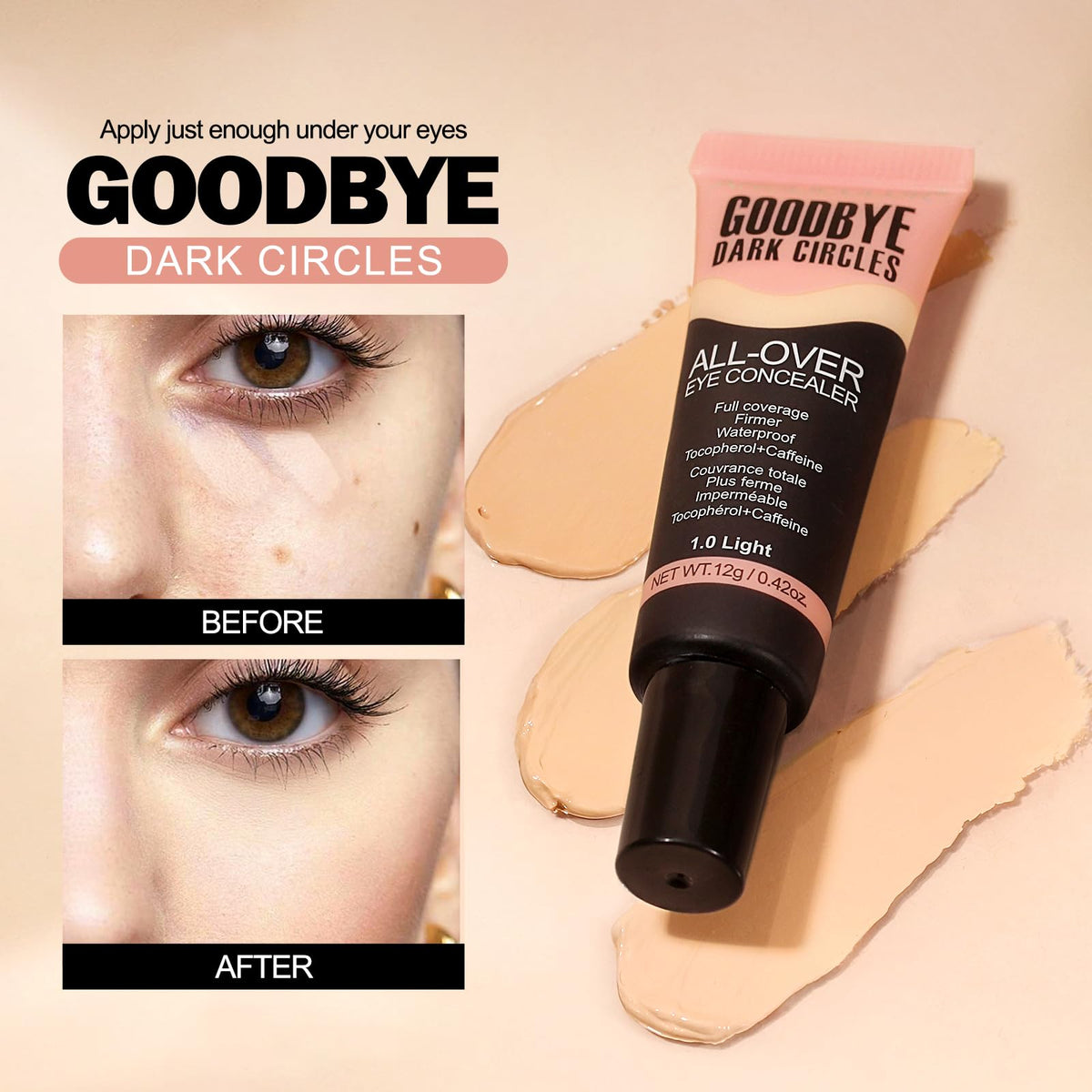 Junhe concealer label close-up noting hydrating ingredients and gentle feel