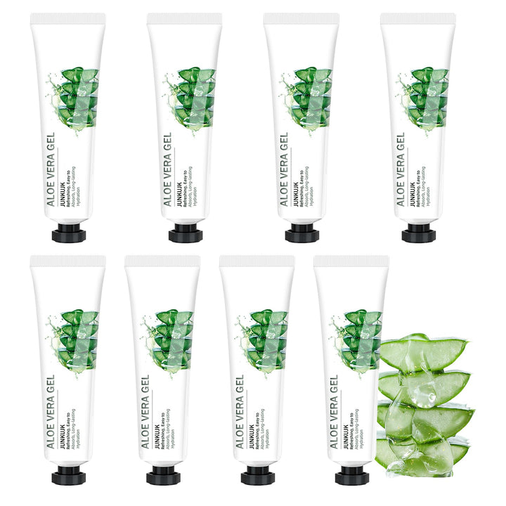 JunKuJK front packaging showing travel aloe gel set and portability benefits