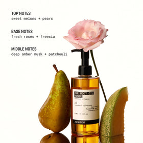 JUNO & Co. ingredient label emphasizing rice bran, meadowfoam seed and calendula extract